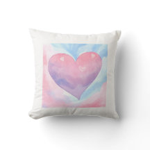 水彩ハートデザイン装飾用クッション