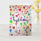 水彩ハートハッピーバースデー芸術 カード (黄色い花)
