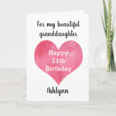 水彩ハートハッピー11誕生日孫 カード (正面)