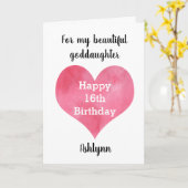 水彩ハートハッピー16誕生日ゴド娘 カード (黄色い花)