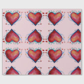水彩ハートハート包装紙 ラッピングペーパー (フラット)
