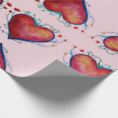 水彩ハートハート包装紙 ラッピングペーパー (角)