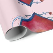 水彩ハートハート包装紙 ラッピングペーパー (ロールコーナー)