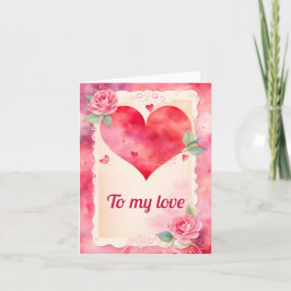 水彩ハートバラとレースバレンタイン#2 シーズンカード