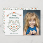 水彩ハートバレンタインと写真 シーズンカード (正面/裏面)