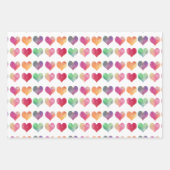 水彩ハートバレンタインズラッピング紙 ラッピングペーパーシート (正面)