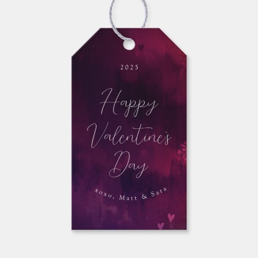 水彩ハートバレンタインデーのお気に入りまたはギフトラベル ギフトタグ (正面)