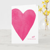 水彩ハートバレンタインデーカード – ピンク カード (黄色い花)