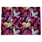 水彩ハートバレンタインデー大抱き枕 ラージペーパーバッグ (正面)