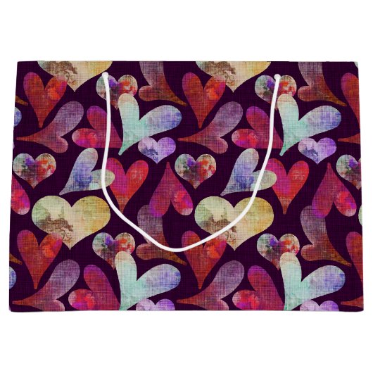 水彩ハートバレンタインデー大抱き枕 ラージペーパーバッグ (正面)