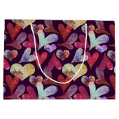 水彩ハートバレンタインデー大抱き枕 ラージペーパーバッグ (裏面)