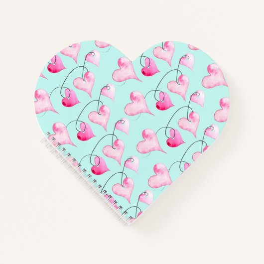 水彩ハートバレンタインデー ノートブック (正面)