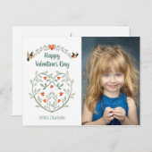 水彩ハートバレンタインフォトカード ポストカード (正面/裏面)