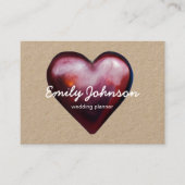 水彩ハートバーガンディー名刺 名刺 (正面)