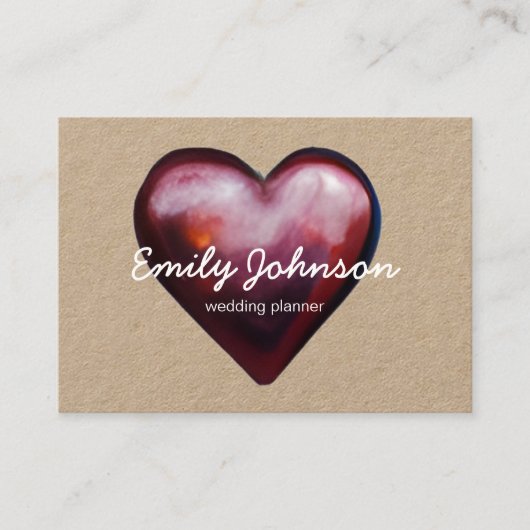 水彩ハートバーガンディー名刺 名刺 (正面)