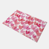 水彩ハートパターン ドアマット (アングル)