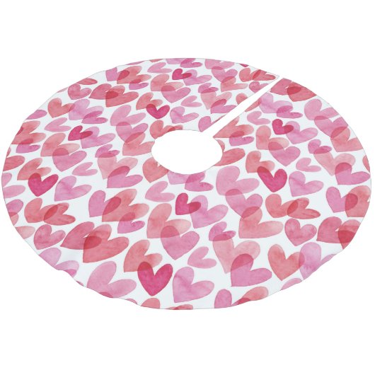 水彩ハートパターン ブラッシュドポリエステルツリースカート (アングル)