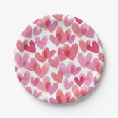 水彩ハートパターン ペーパープレート (正面)