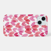 水彩ハートパターン iPhone 15ケース (裏面横)