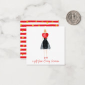 水彩ハートファッションガールギフトエンクロージャー ノートカード (正面/裏面インサイチュ)