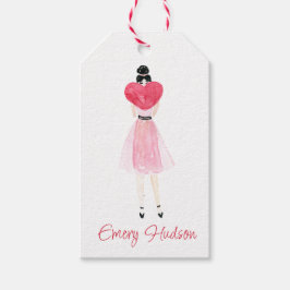 水彩ハートファッションガールギフトラベル ギフトタグ