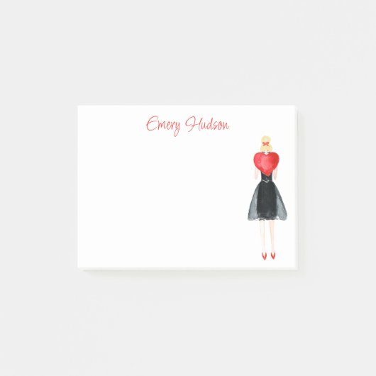 水彩ハートファッションガールポストイットノート ポストイット (正面)