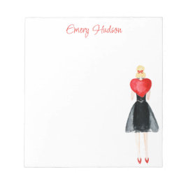 水彩ハートファッションガールメモ帳 ノートパッド