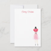 水彩ハートファッション女の子 サンキューカード (正面)