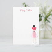 水彩ハートファッション女の子 サンキューカード (スタンド正面)