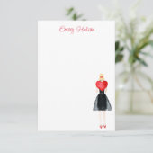 水彩ハートファッション女の子 サンキューカード (スタンド正面)