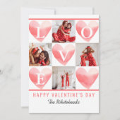 水彩ハートフォトコラージバレンタイン シーズンカード (正面)