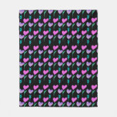 水彩ハートフラワーヴァレパターン（の模様が）あるンティン フリースブランケット (正面)