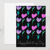 水彩ハートフラワーヴァレパターン（の模様が）あるンティン 招待状 (正面/裏面)