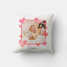 水彩ハートフレームフォトバレンタイン クッション