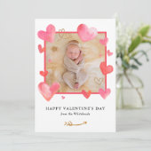 水彩ハートフレームフォトバレンタイン シーズンカード (スタンド正面)