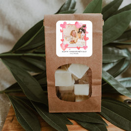 水彩ハートフレームフォトバレンタイン スクエアシール