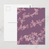 水彩ハートフローティングピンクマウベ サンキュー ポストカード (正面/裏面)