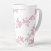 水彩ハートフローティング切手ピンク カフェラテマグ (右アングル)