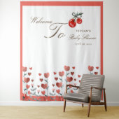 水彩ハートフローラさくらんぼオントップベビーシャワー タペストリー (インサイチュ)