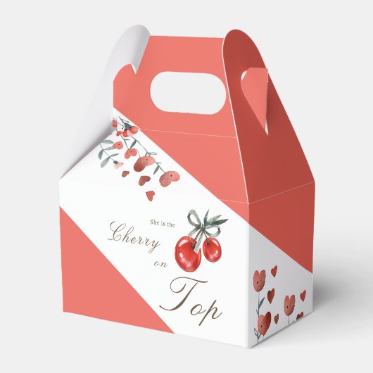 水彩ハートフローラさくらんぼオントップベビーシャワー フェイバーボックス (正面サイド)