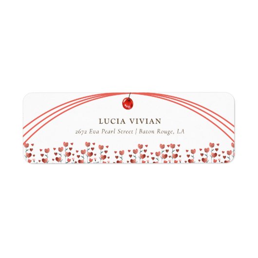 水彩ハートフローラさくらんぼオントップベビーシャワー ラベル (正面)