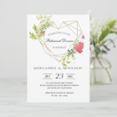 水彩ハートフローラフレームリハーサルディナー 招待状 (スタンド正面)
