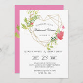 水彩ハートフローラフレームリハーサルディナー 招待状 (正面/裏面)