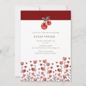 水彩ハートフローラ赤さくらんぼ招待状 招待状 (正面)