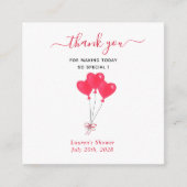 水彩ハートブライダルシャワーありがとう エンクロージャーカード (正面)