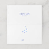 水彩ハートブルー文字ボーイベビーシャワー折り畳み プレイスカード (外部開封)