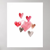 水彩ハートプリント ポスター (正面)