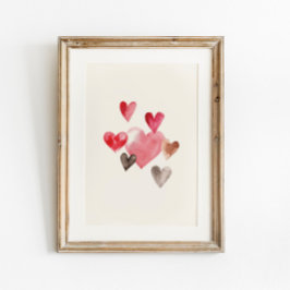 水彩ハートプリント ポスター
