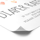 水彩ハートベビーシャワーおむつラッフルサイン ポスター (角)