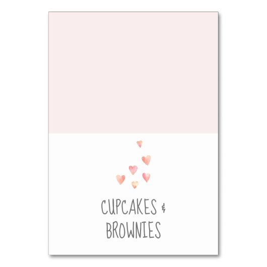 水彩ハートベビーシャワービュッフェフードラベル テーブルナンバー (正面)